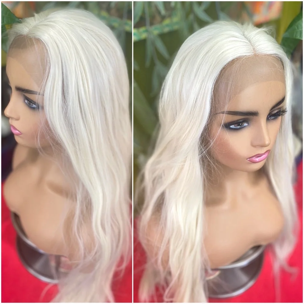 White blonde platinum lace front wig